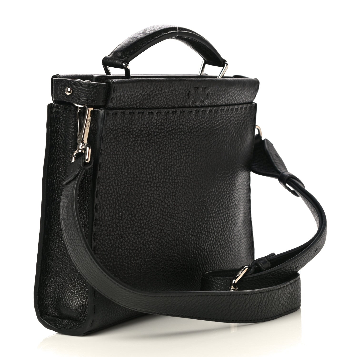 Fendi Cuoio Romano Selleria Monster Eyes Mini Peekaboo Iconic Fit Satchel Black 3 of 10