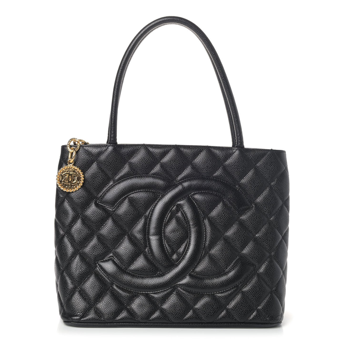Caviar Quilted Medallion Tote Black