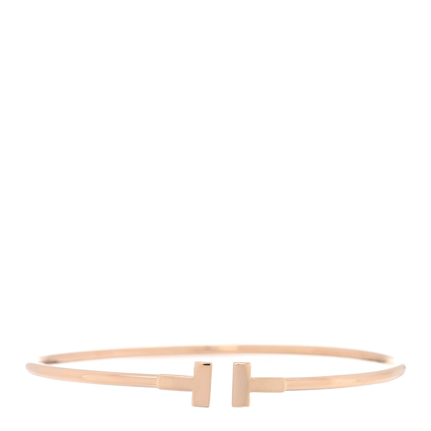 Tiffany 18K Rose Gold Narrow T Wire Bracelet 1 of 3