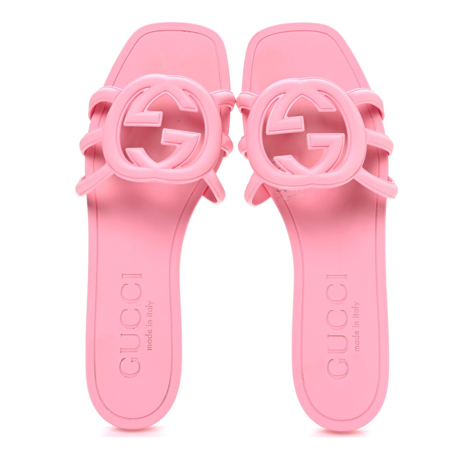 Gucci Rubber Interlocking G Womens Slide Sandals 38 Wild Rose