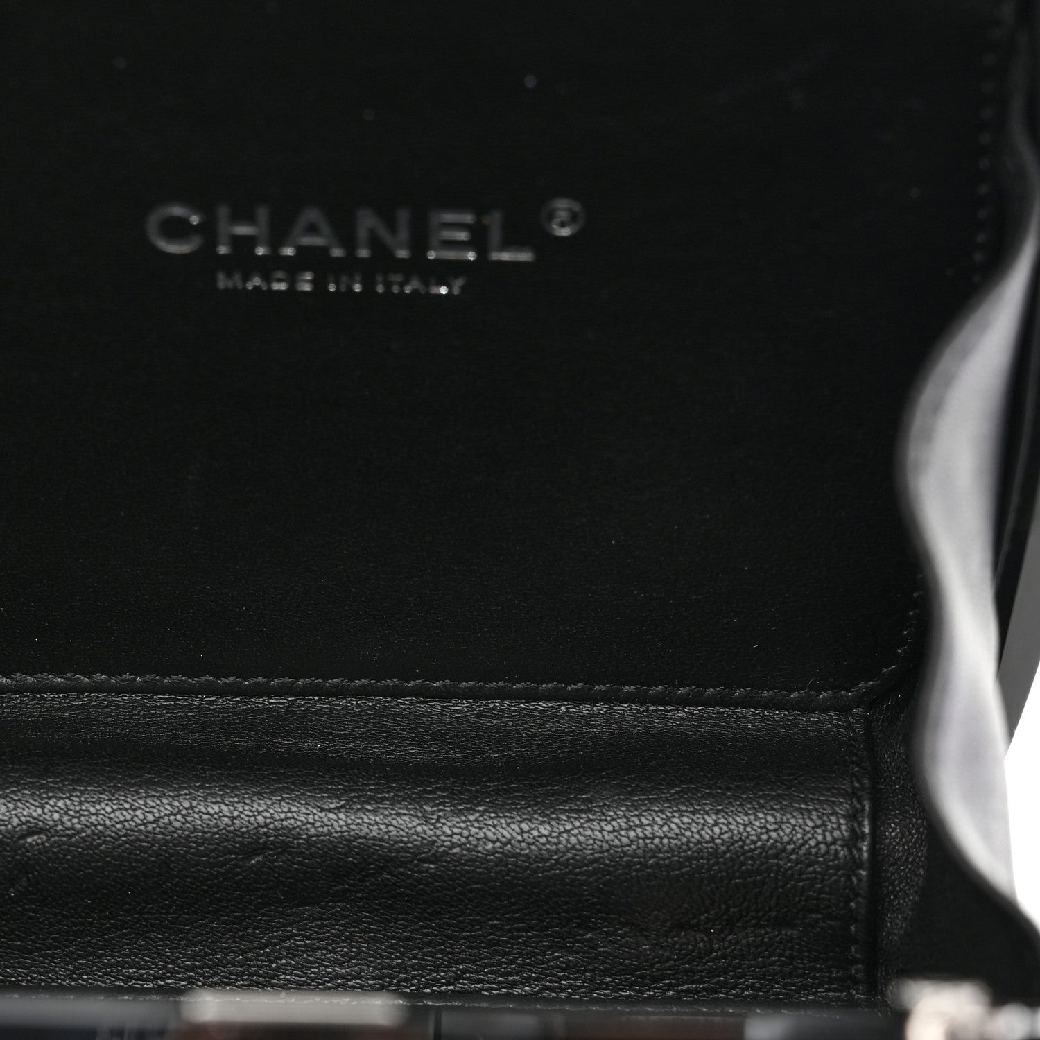 Chanel Plexiglass Compact Box Clutch Black Ivory 4 of 9