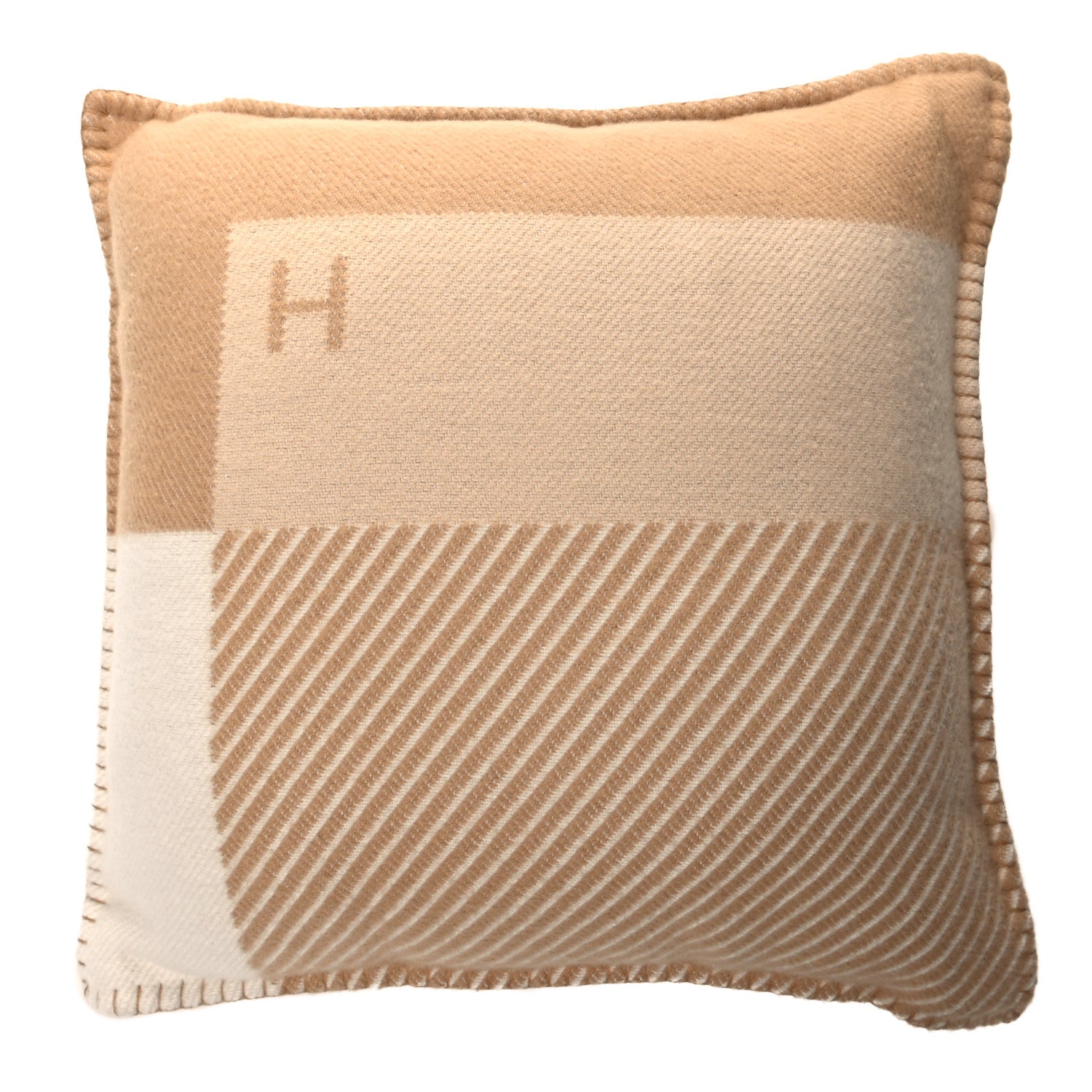 Hermes Wool Cashmere H Riviera Pillow Sable 1 of 3