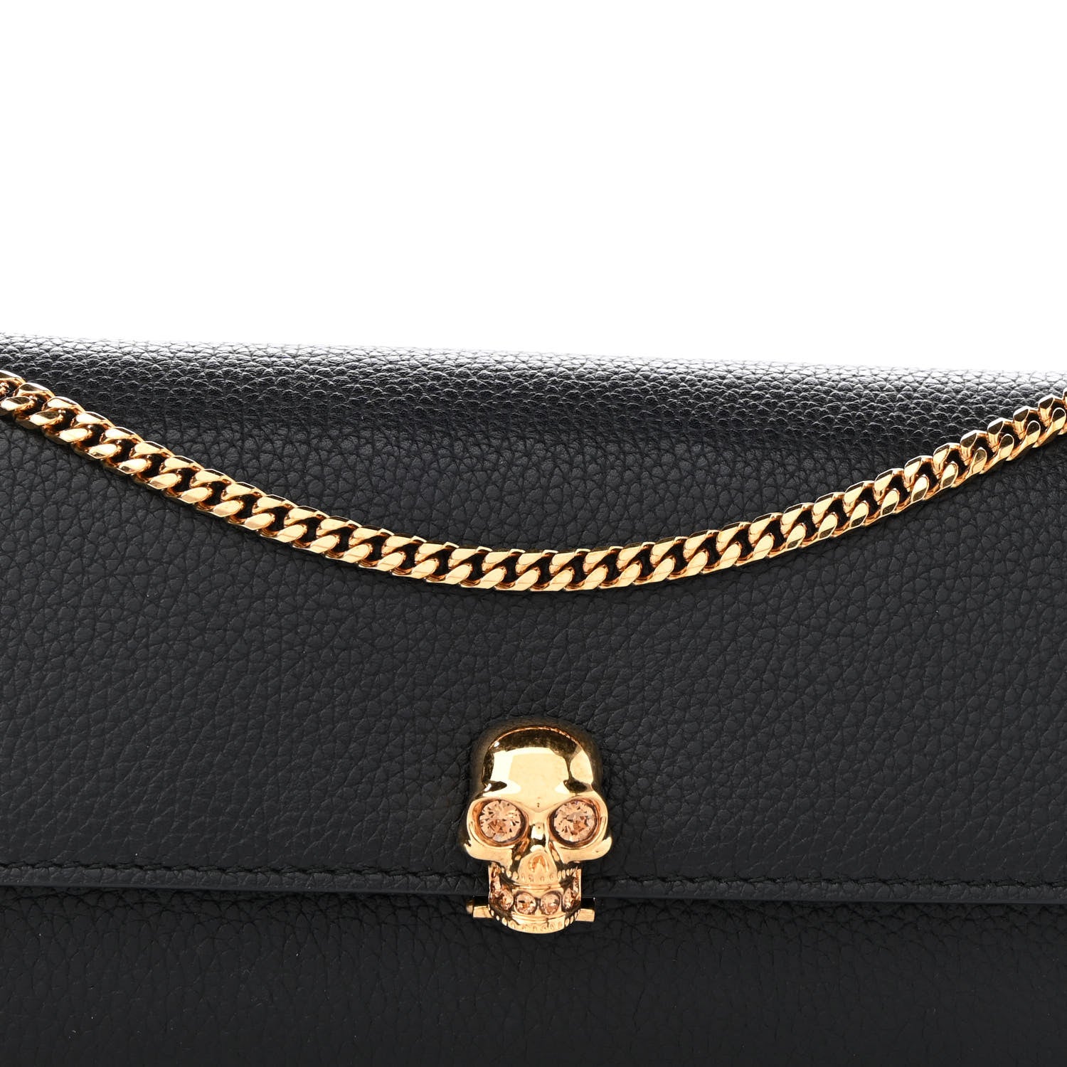Alexander McQueen Pebbled Calfskin Skull Wallet on Chain Black 7 of 11