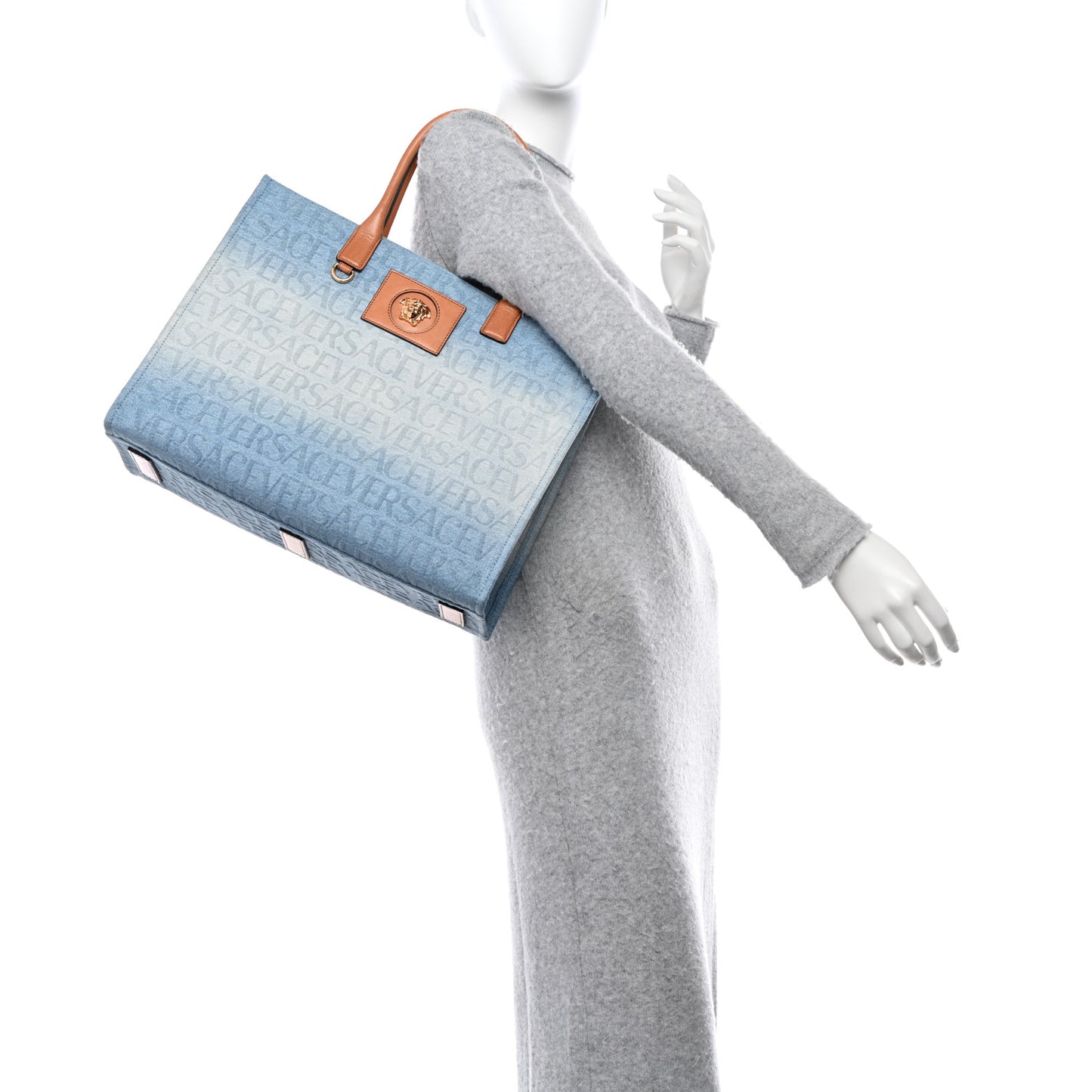 Jacquard Canvas Large Allover Medusa Tote Blue