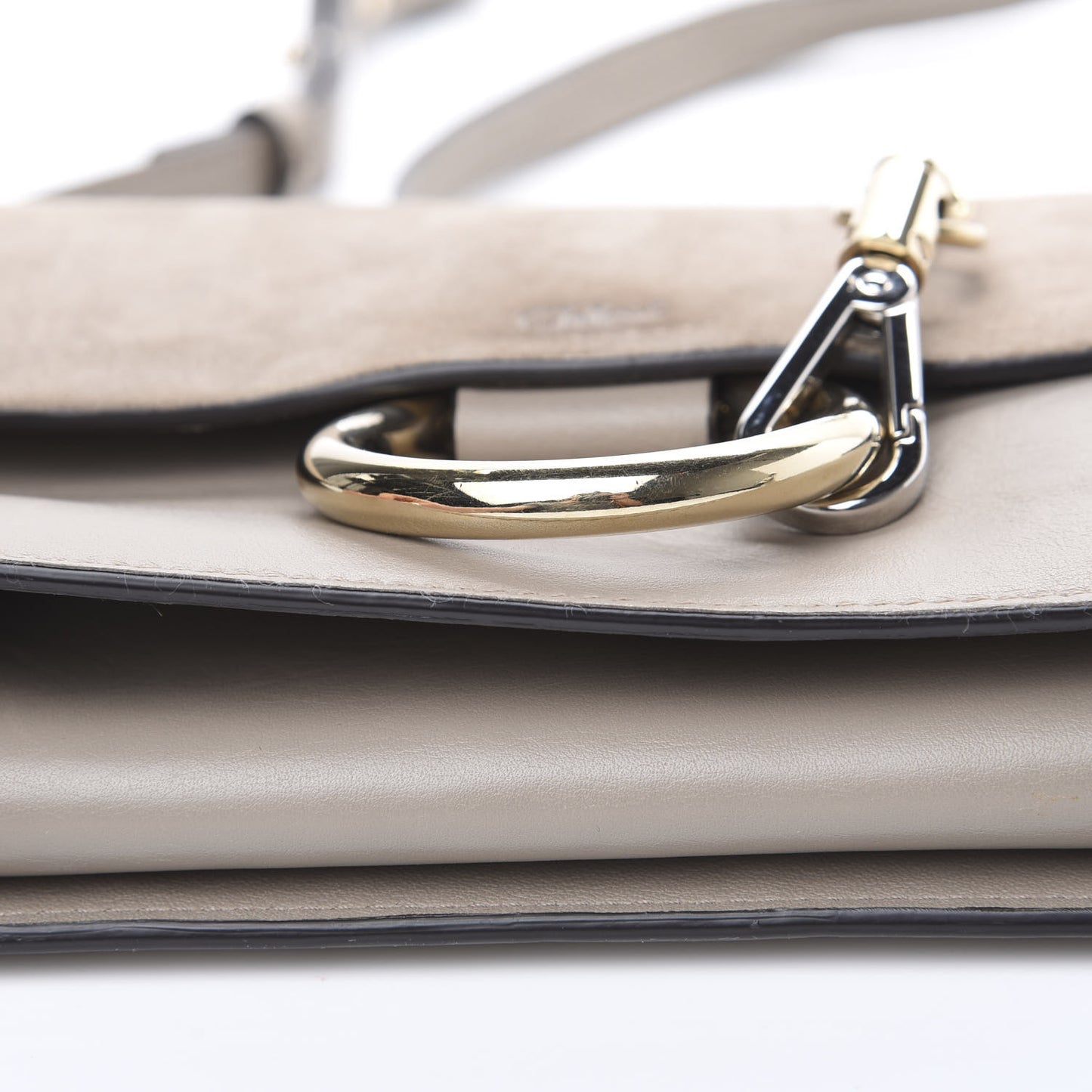 Suede Calfskin Small Faye Shoulder Bag Motty Grey