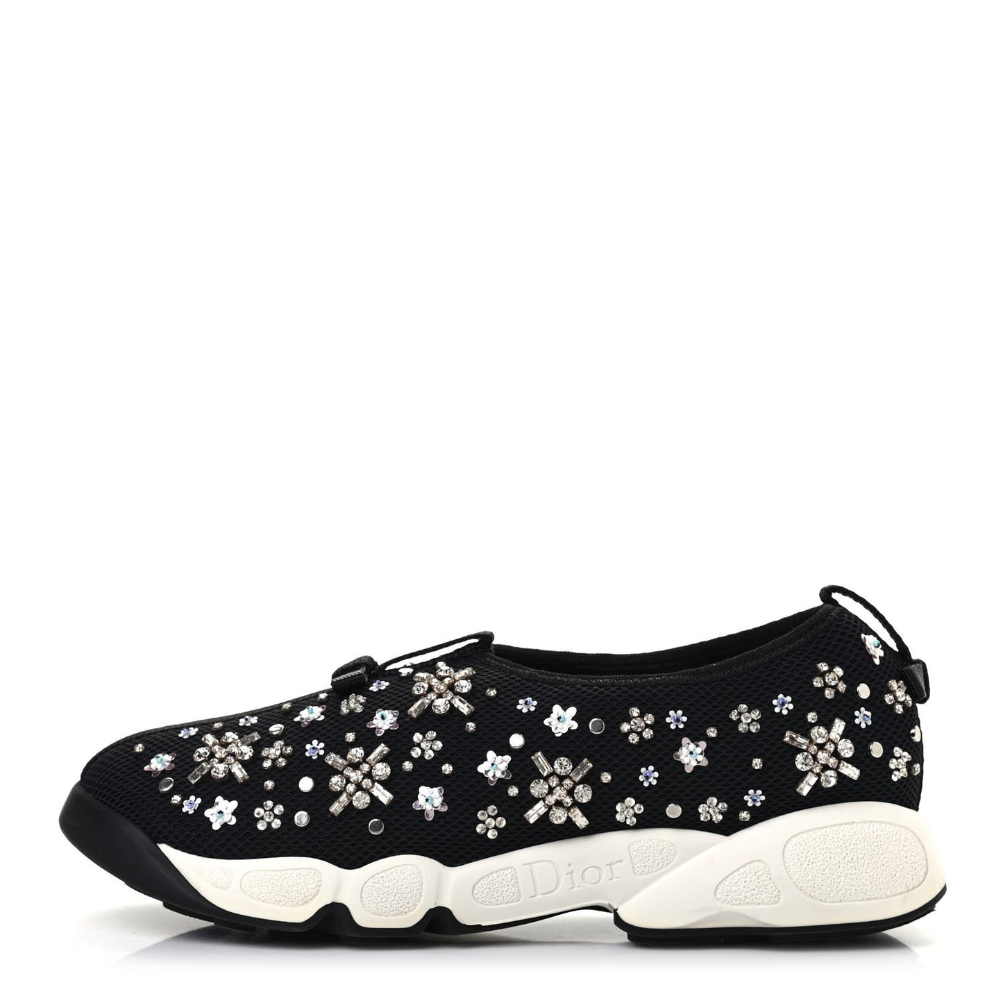 Technical Canvas Embellished Dior Fusion Sneakers 38.5 Black White