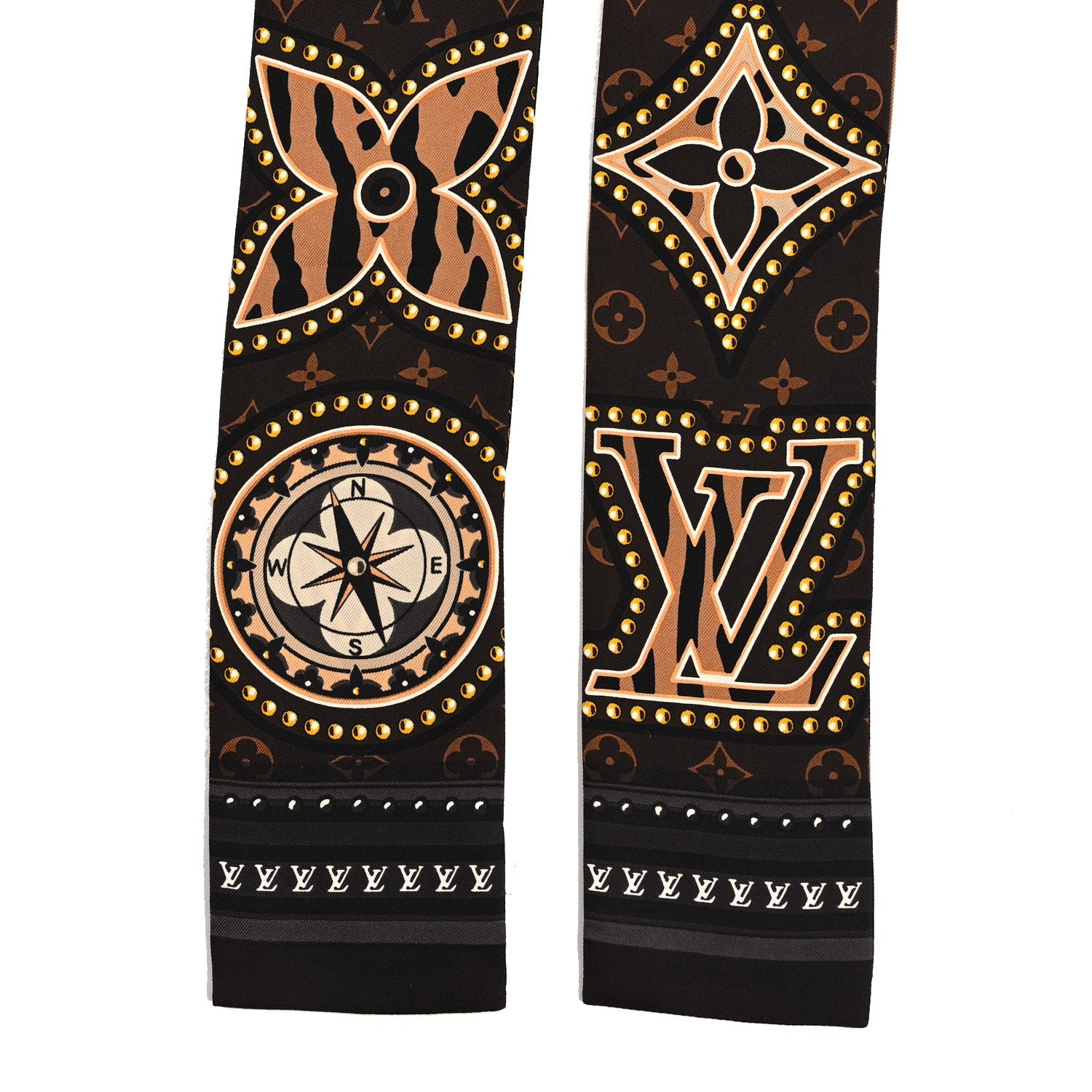 Louis Vuitton Silk Monogram LV World Bandeau Marron 2 of 4