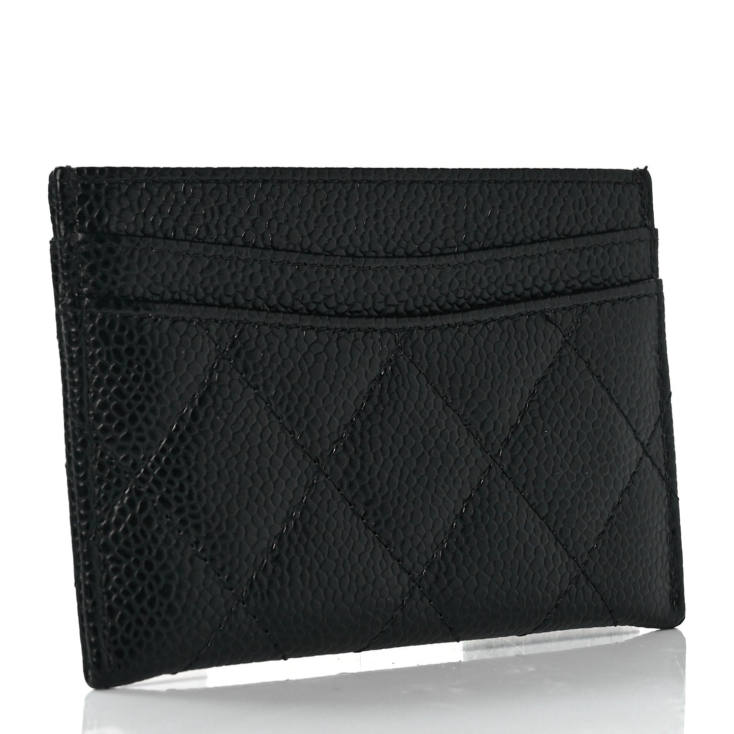 Caviar Quilted Card Holder Black
