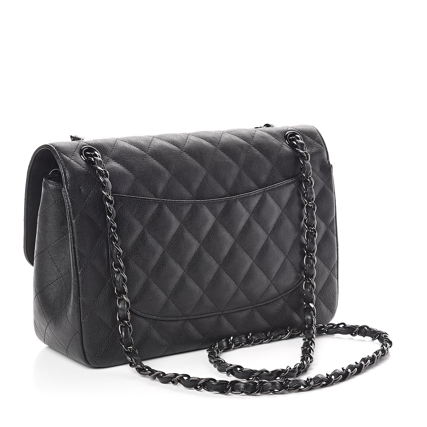 Chanel Crumpled Calfskin Quilted Jumbo Double Flap So Black 3 of 15