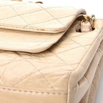 Chanel Aged Calfskin Quilted Accordion Double Flap Beige 13 of 14