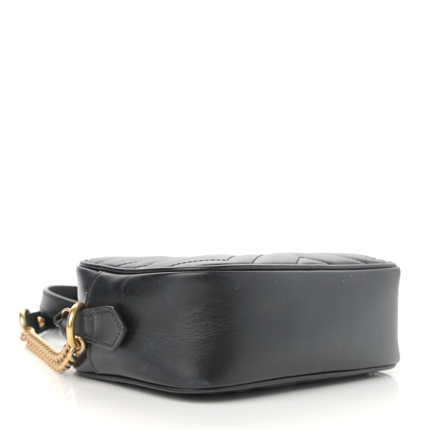 Gucci Calfskin Matelasse Mini GG Marmont Chain Shoulder Bag Black 4 of 13