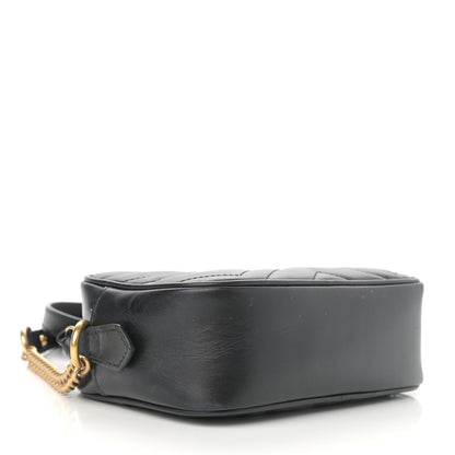 Gucci Calfskin Matelasse Mini GG Marmont Chain Shoulder Bag Black 4 of 13