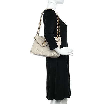 Saint Laurent Lambskin Quilted Small Loulou Puffer Monogram Chain Satchel Crema Soft 2 of 11