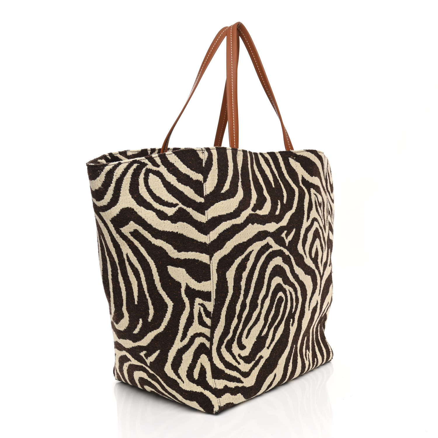 Celine Canvas Zebra Embroidered Large Phantom Cabas Tan 3 of 10