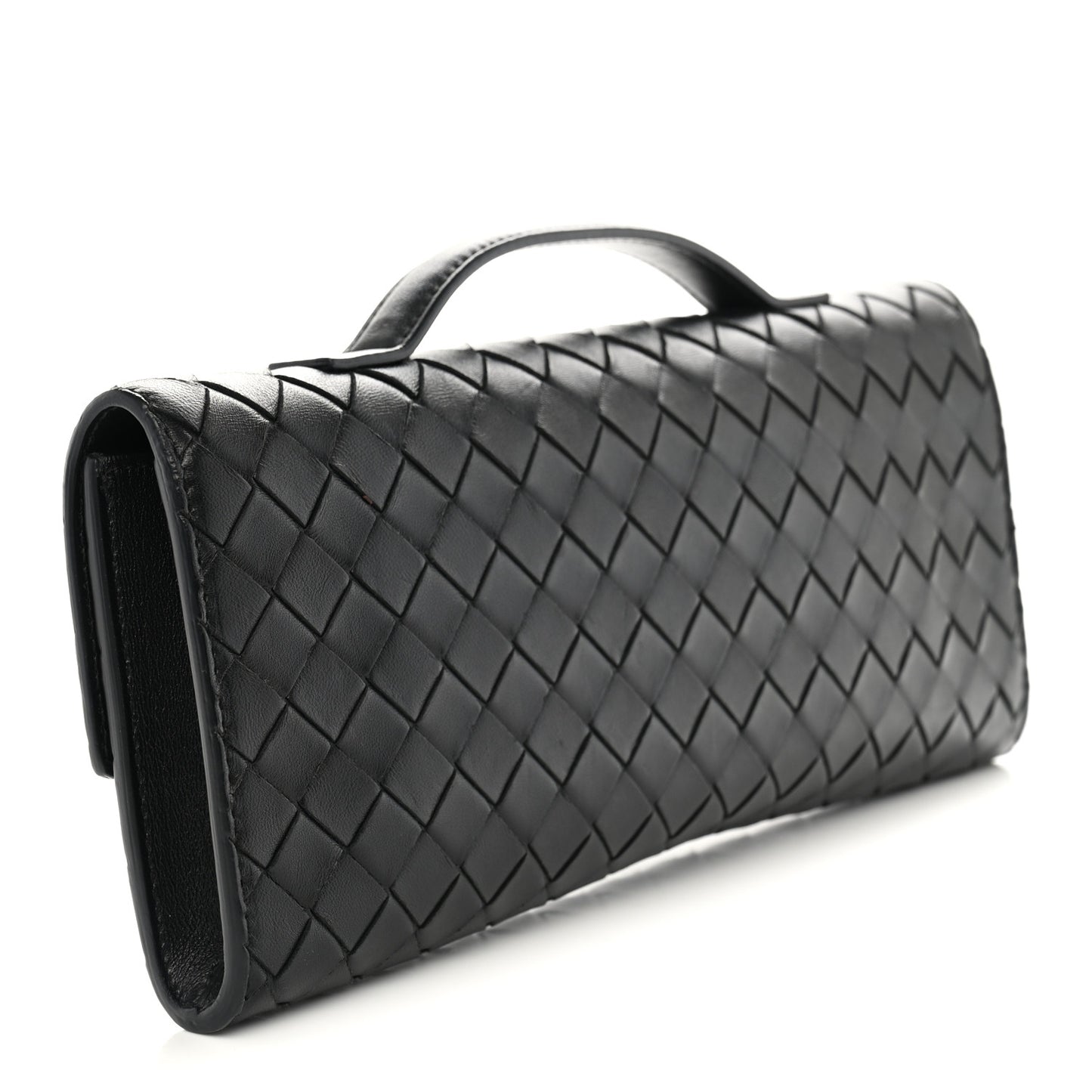 Nappa Intrecciato Long Andiamo Top Handle Clutch Black