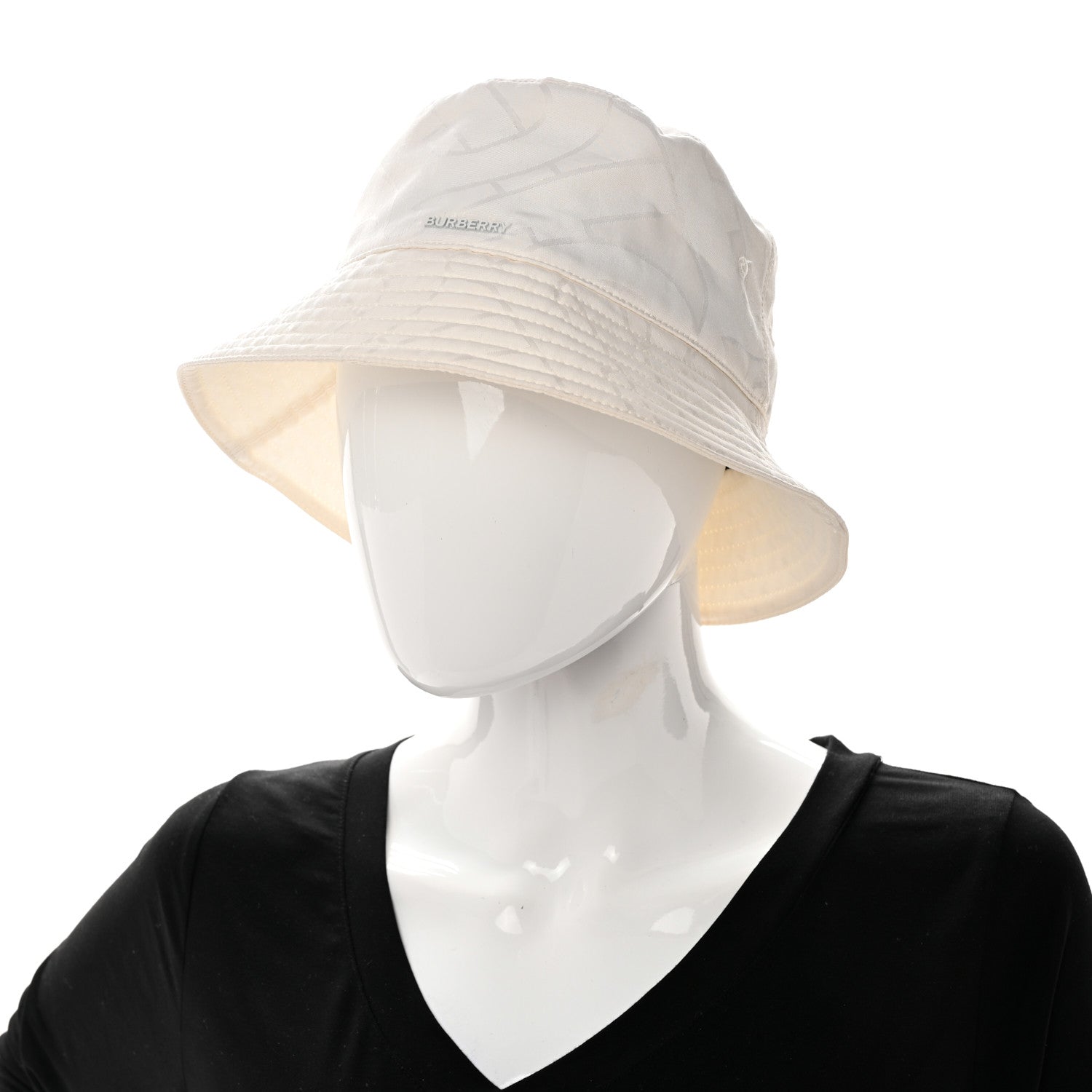 Burberry Polyester Logo Bucket Hat M White 2 of 8
