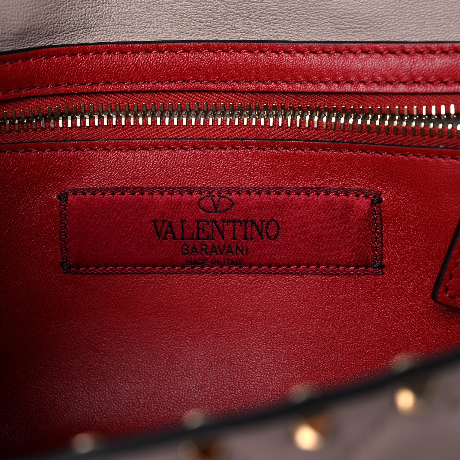 Valentino Garavani Lambskin Rockstud Spike Wallet on Chain Poudre 6 of 11
