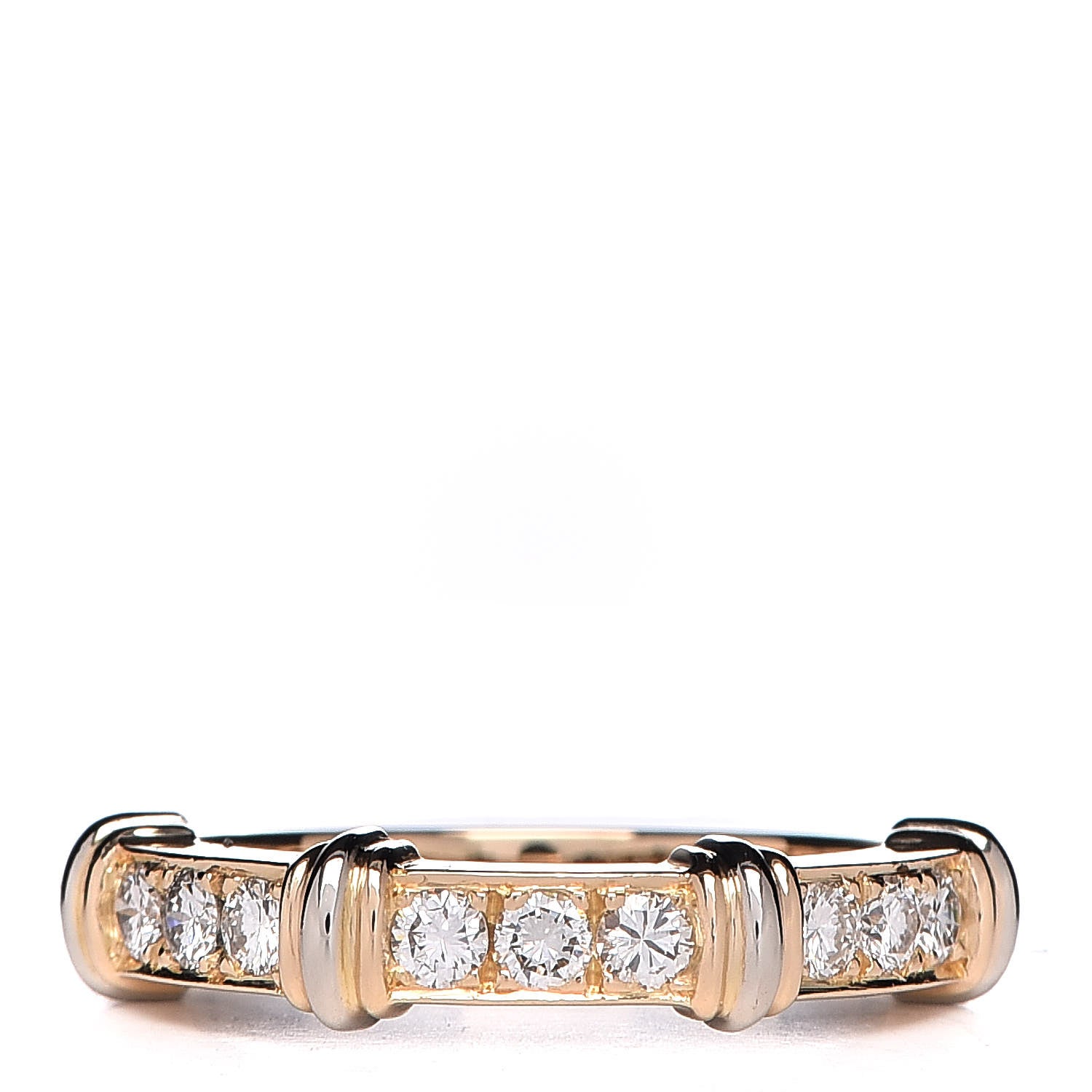 Cartier 18K Yellow White Gold Diamond Contessa Band Ring 49 4.75 1 of 6