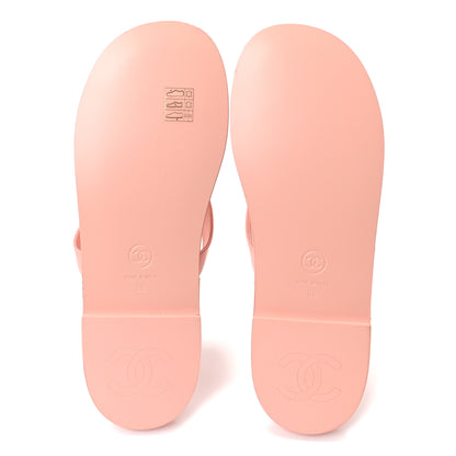 Chanel Patent Calfskin Camellia Thong Sandals 37.5 White 38 Light Pink 6 of 8