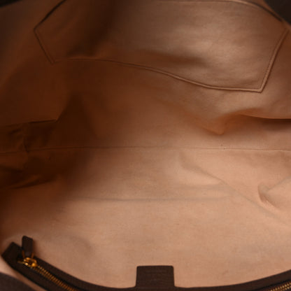 Gucci GG Supreme Monogram Textured Calfskin Web Medium Ophidia Shopping Tote Beige Ebony New Acero 5 of 10