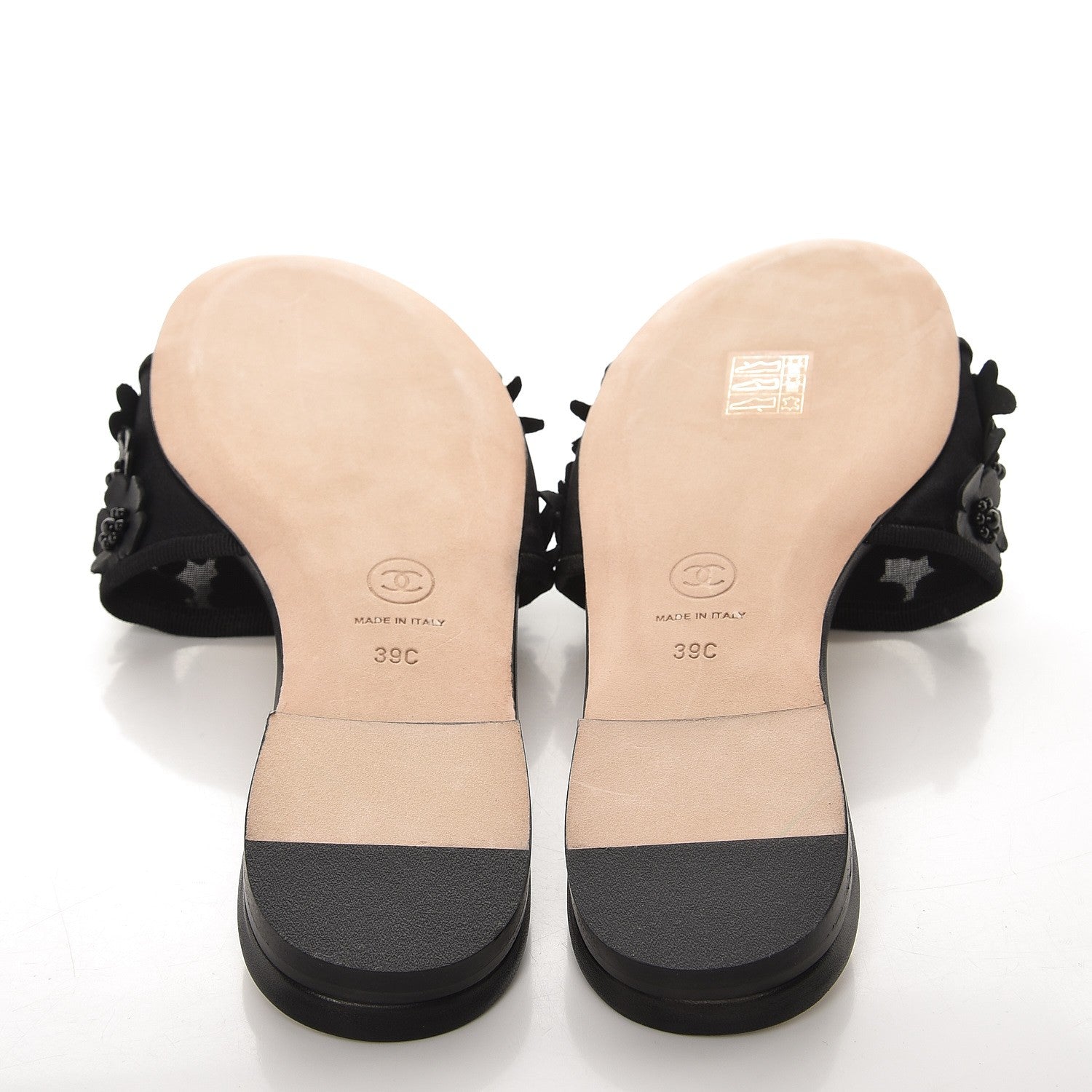 Chanel Lambskin Mesh Camellia Mule Sandals 39 Black 5 of 7