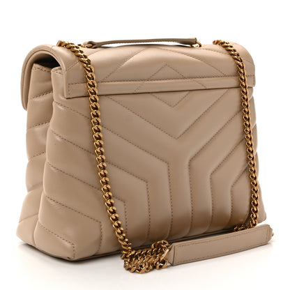 Saint Laurent Calfskin Y Quilted Monogram Small Loulou Chain Satchel Dark Beige 3 of 10