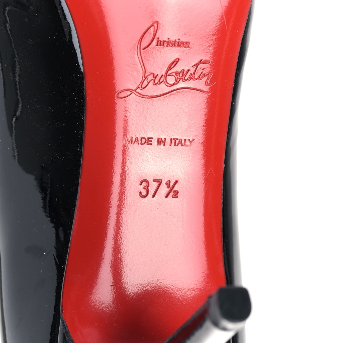 Patent Calfskin Mater Claude 85 Peep Toe Pumps 37.5 Black