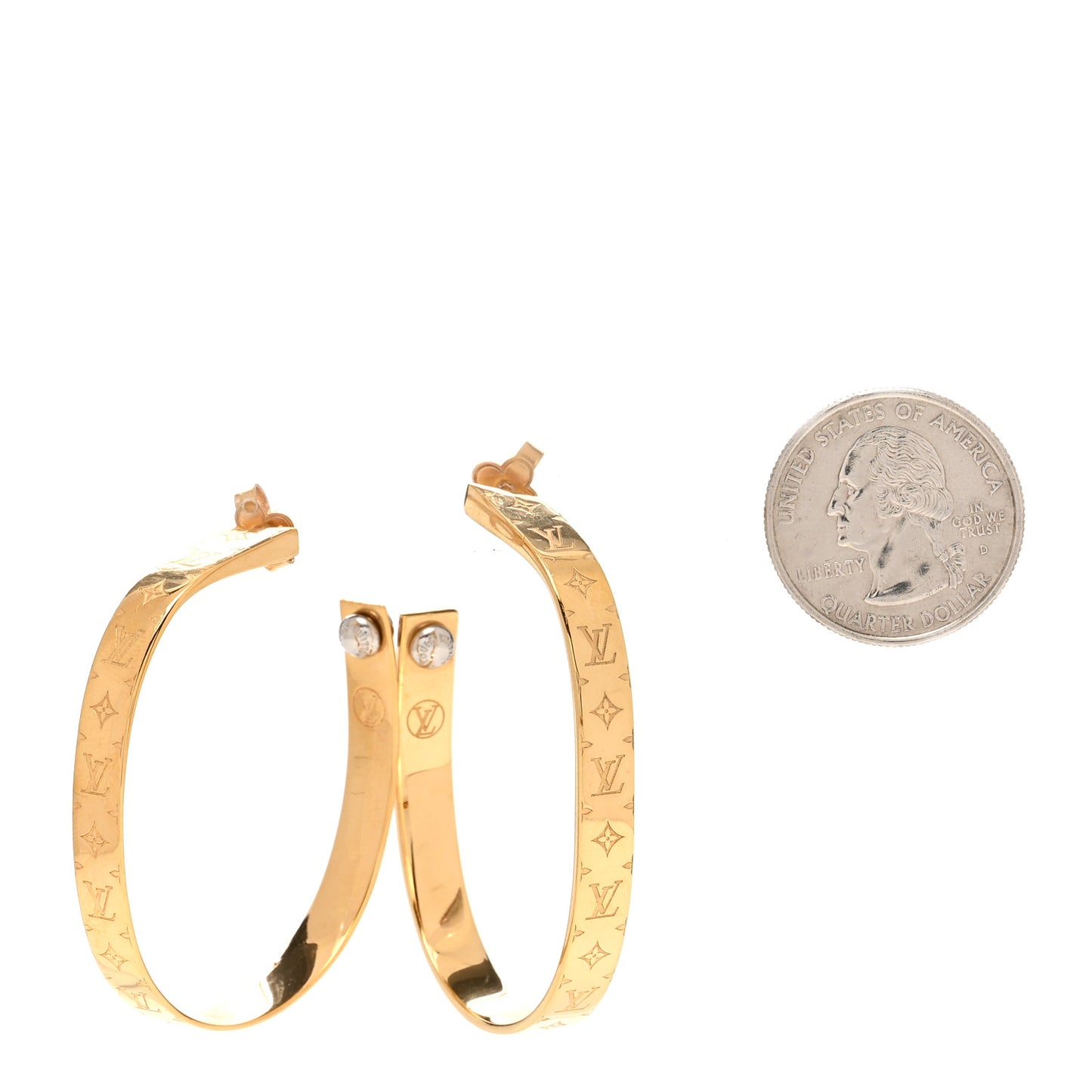 Metal Nanogram Hoop Earrings Gold