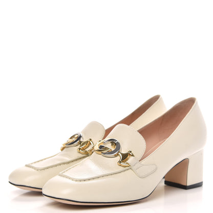 Gucci Malaga Kid Zumi Mid Heel Loafers 37 Vintage White 3 of 10