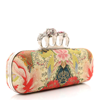 Alexander McQueen Printed Canvas Floral Knuckle Box Clutch Red 3 of 11