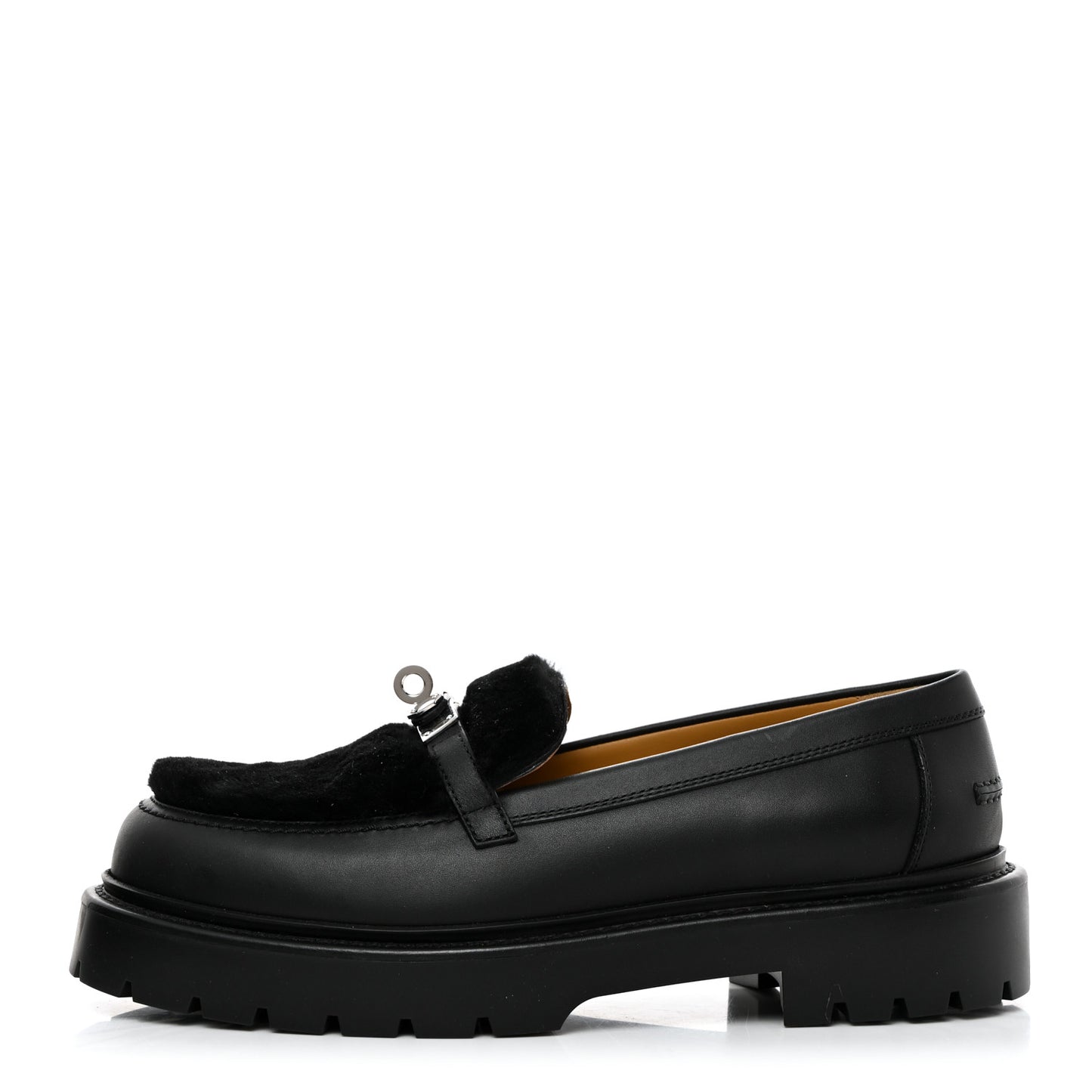 Calfskin Shearling Icone Loafers 39 Black