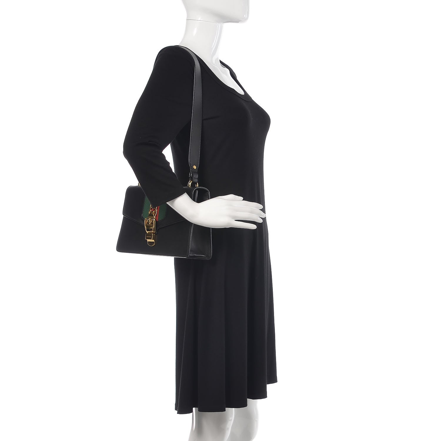 Gucci Calfskin Small Sylvie Shoulder Bag Black 4 of 13