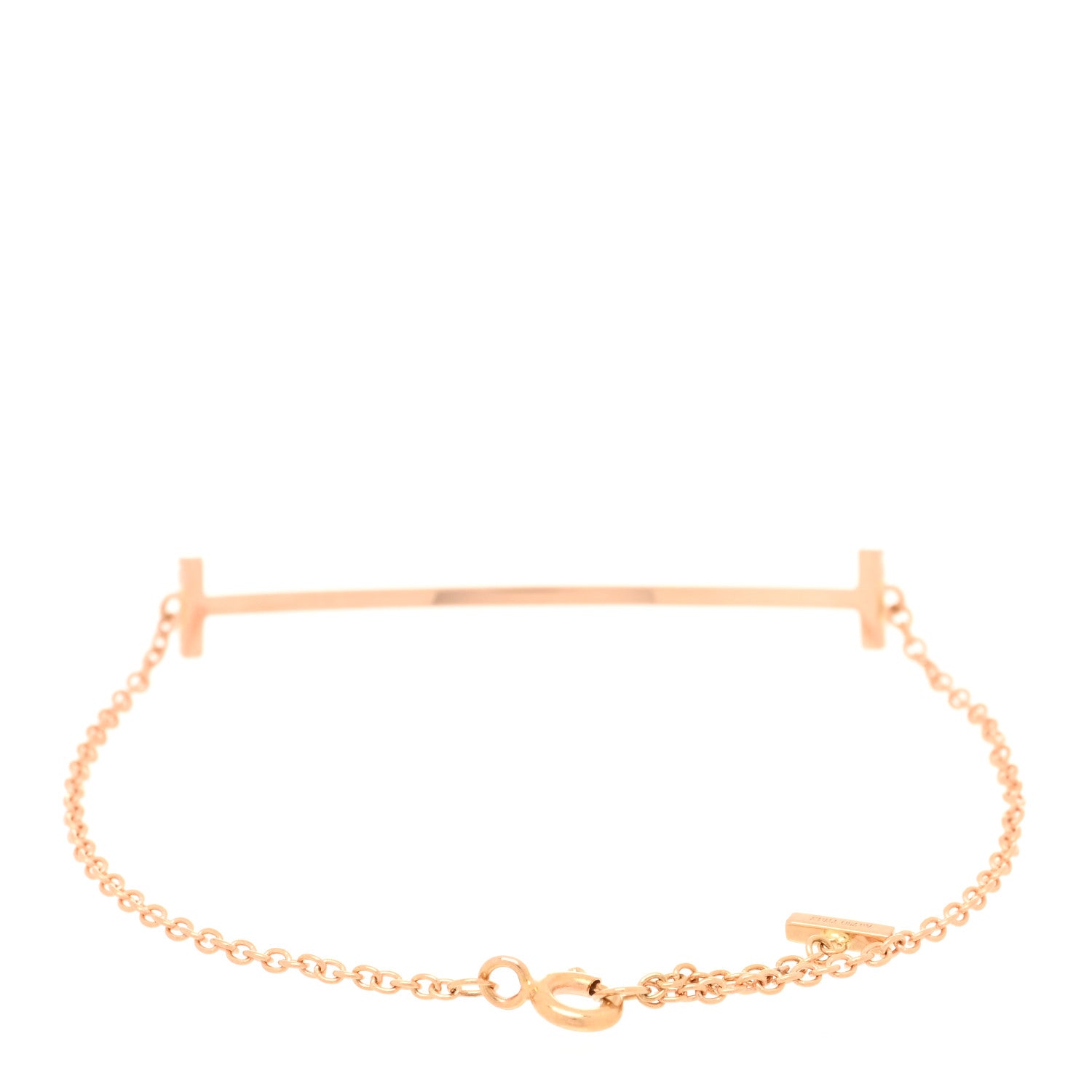 Tiffany 18K Rose Gold Diamond T Smile Bracelet 2 of 3