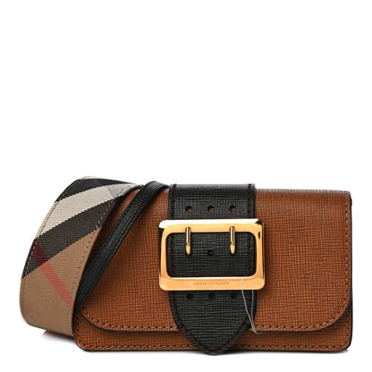 Burberry Grainy Calfskin Bridle Small Madison Buckle Bag Tan Black 1 of 9