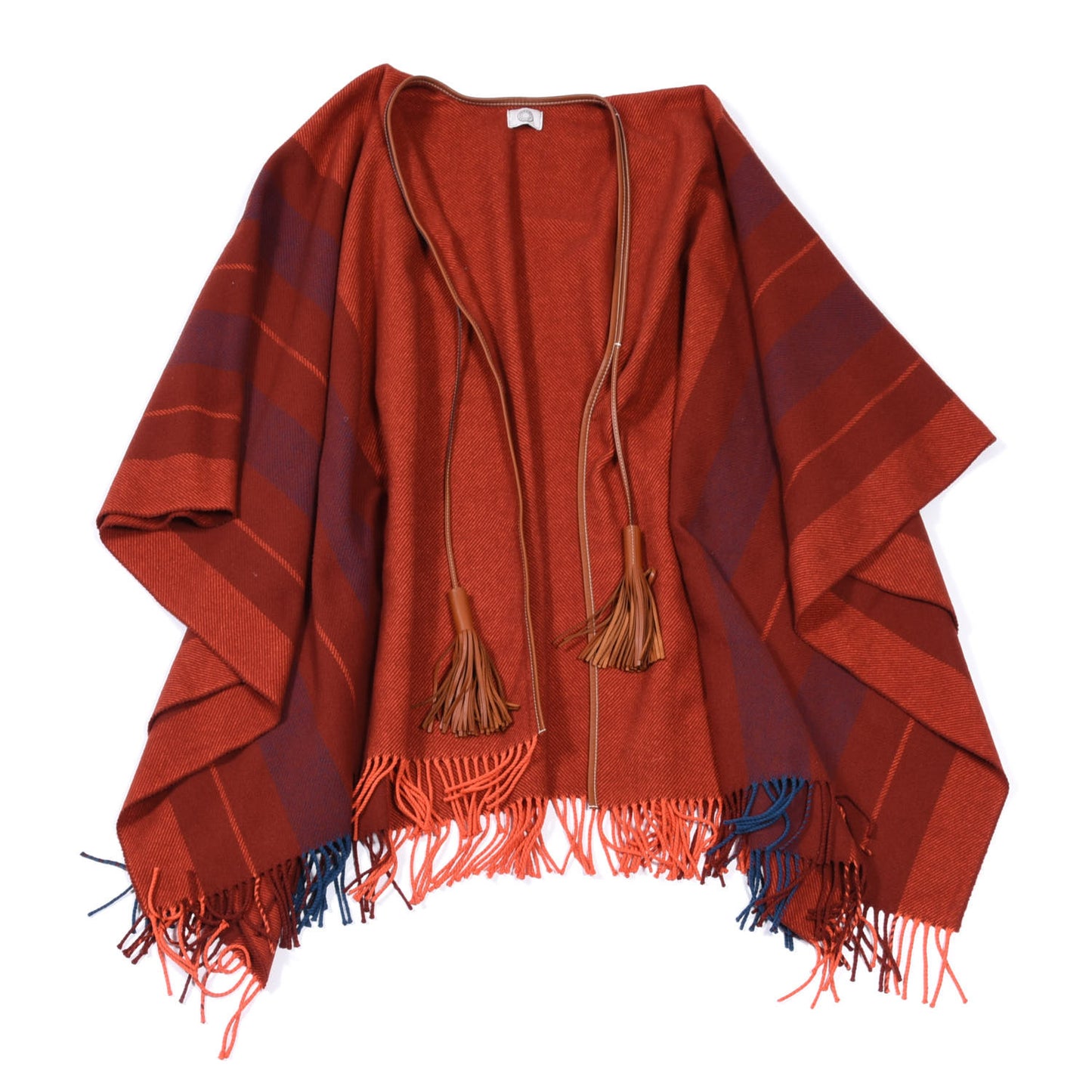 Merino Wool Cashmere Rocabar Poncho Rouge H