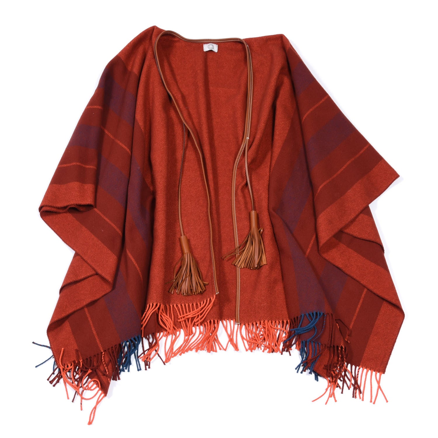 Hermes Merino Wool Cashmere Rocabar Poncho Rouge H 2 of 4