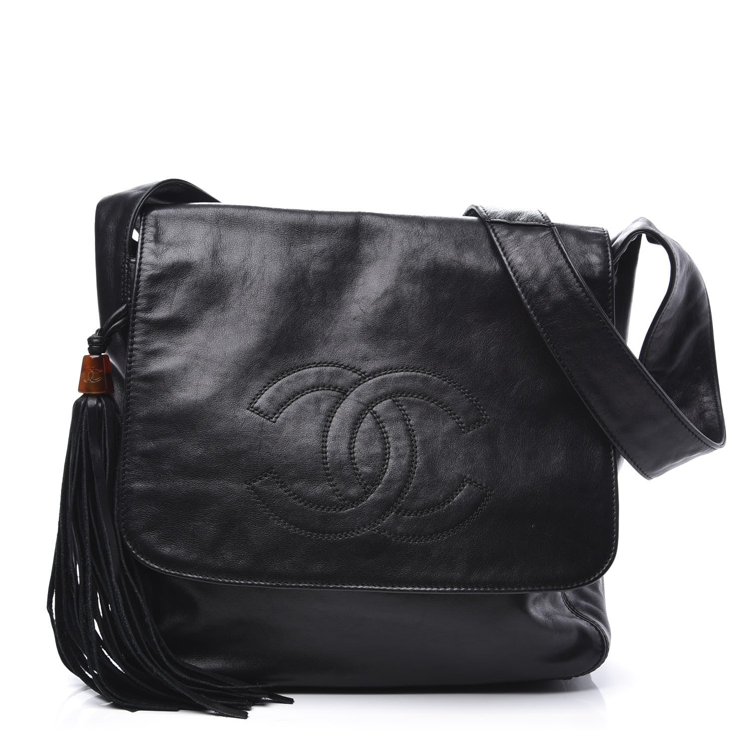 Chanel Lambskin CC Tassel Shoulder Bag Black 1 of 10