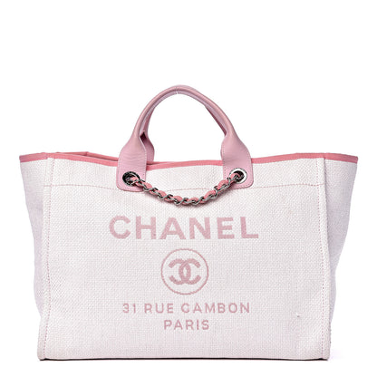 Chanel Canvas Medium Deauville Tote Pink 1 of 14