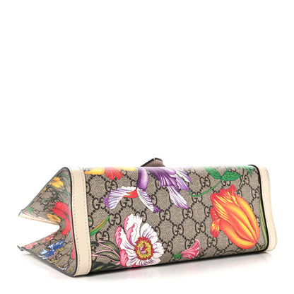 Gucci GG Supreme Monogram Flora Textured Calfskin Small Padlock Tote Beige Ebony Multicolor Mystic White 4 of 16
