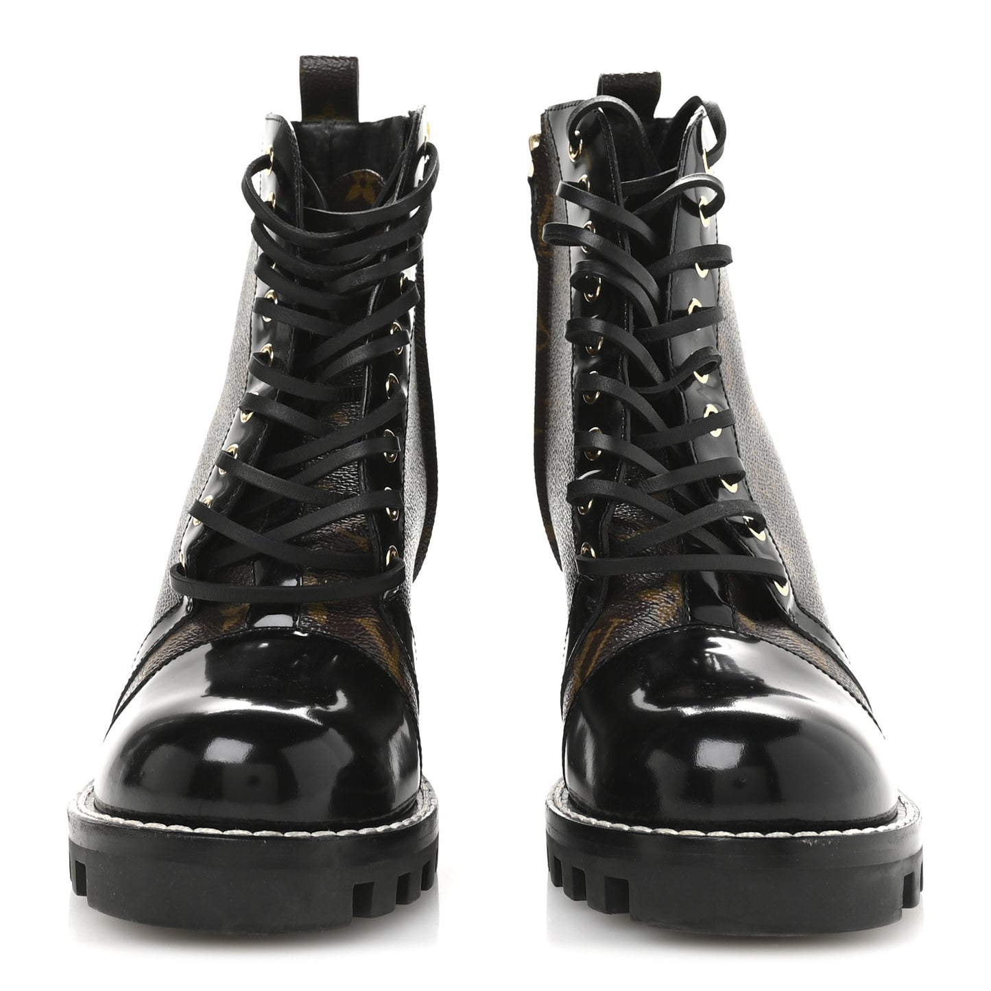 Patent Calfskin Monogram Star Trail Ankle Boots 40 Black