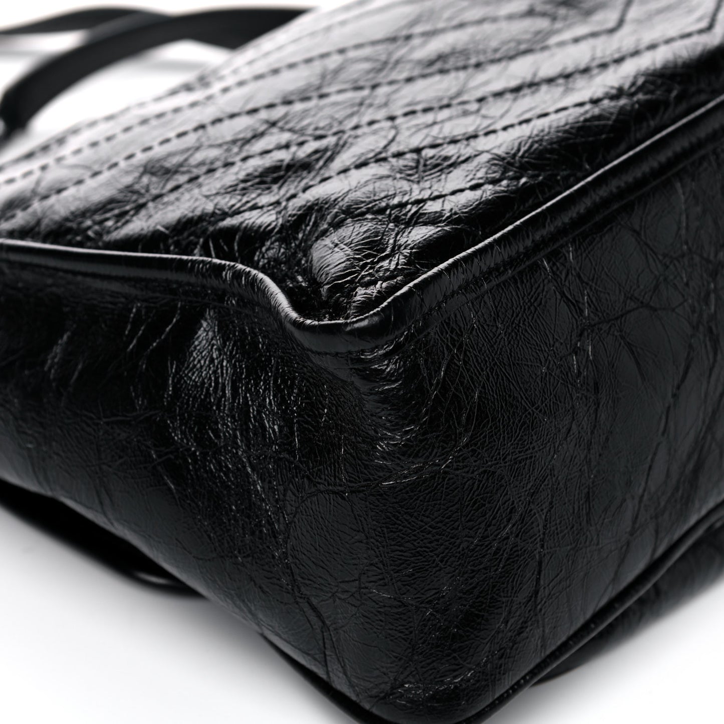 Crinkled Calfskin Matelasse Monogram Medium Niki Chain Satchel Black