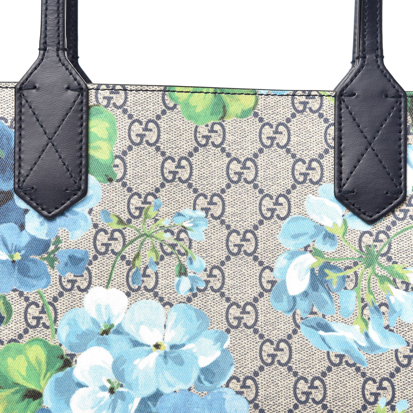 GG Supreme Monogram Blooms Small Reversible Tote Beige Blue Navy
