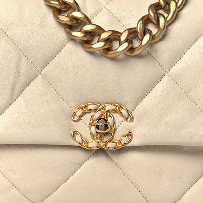 Chanel Goatskin Quilted Large Chanel 19 Flap Light Beige 8 of 10