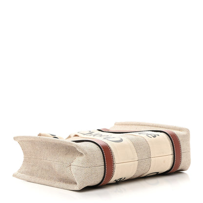 Chloe Cotton Calfskin Small Woody Ribbon Tote White Brown 4 of 13