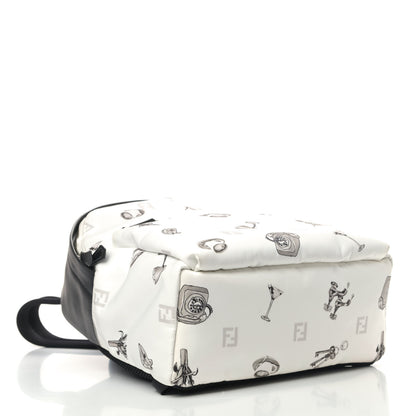 Fendi Nylon Calfskin Print Backpack Black White 3 of 6