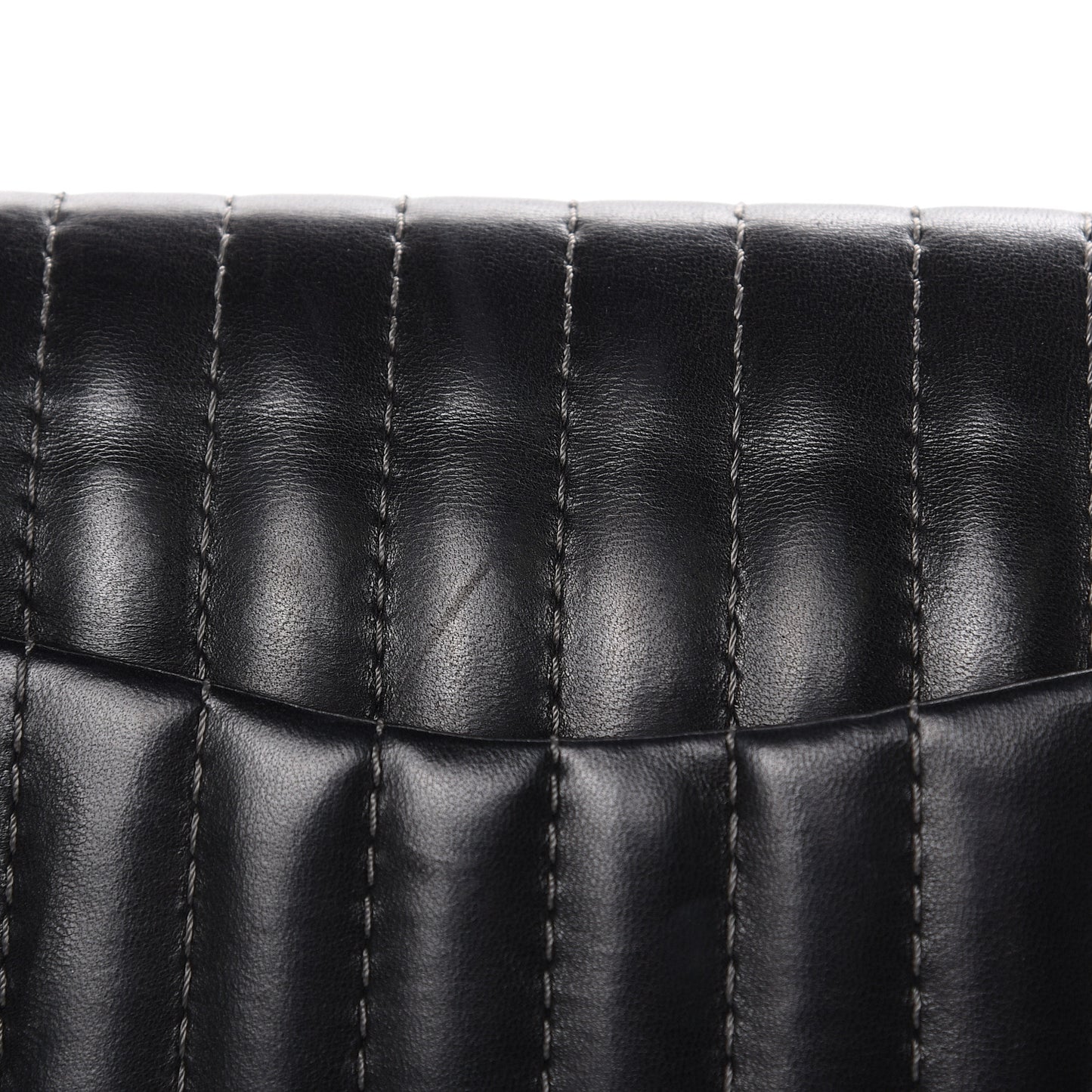 Lambskin Vertical Quilted Medium Single Flap Black