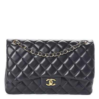 Chanel Lambskin Quilted Jumbo Double Flap Black 1 of 12