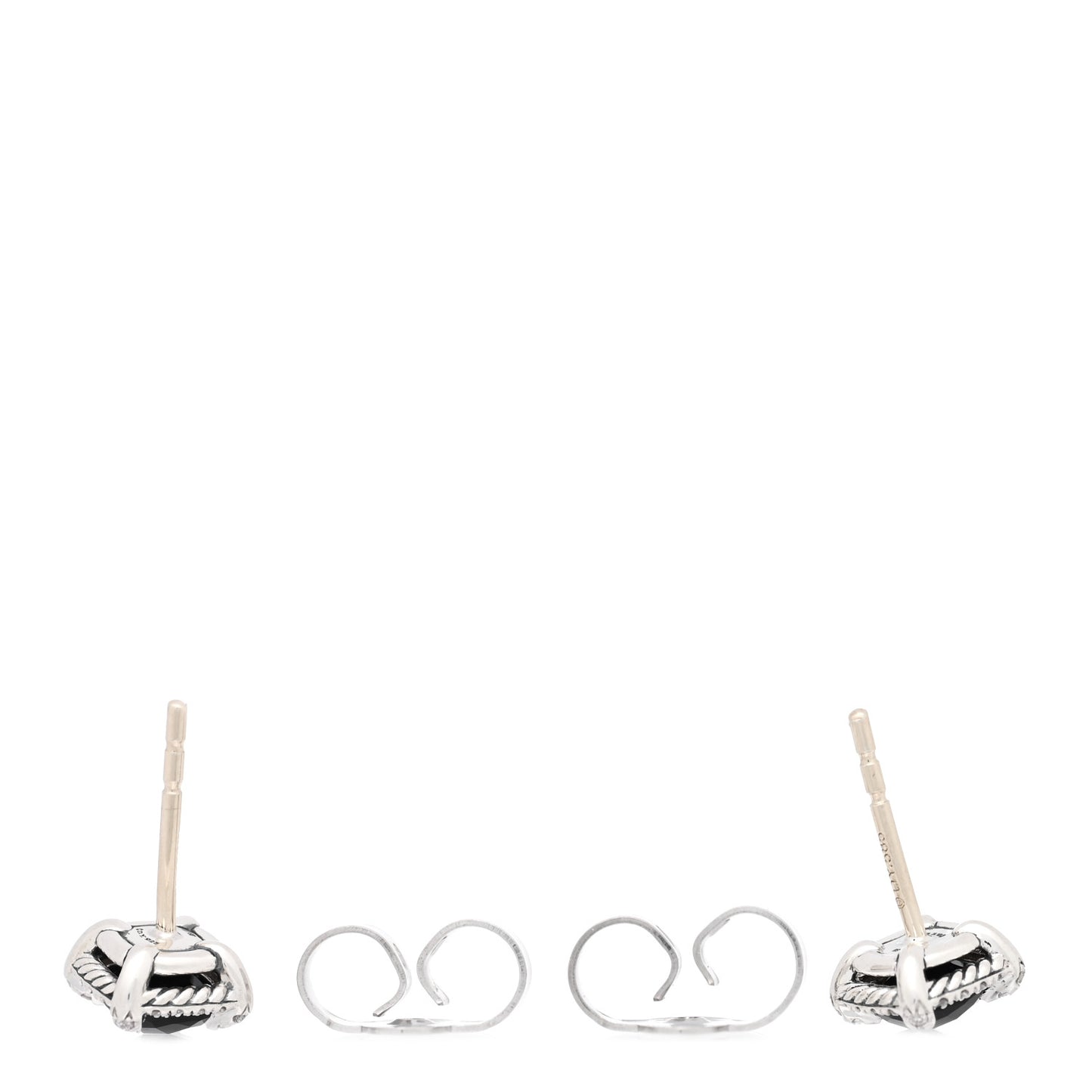 Sterling Silver Diamond Black Onyx Petite 5mm Chatelaine Bezel Earrings
