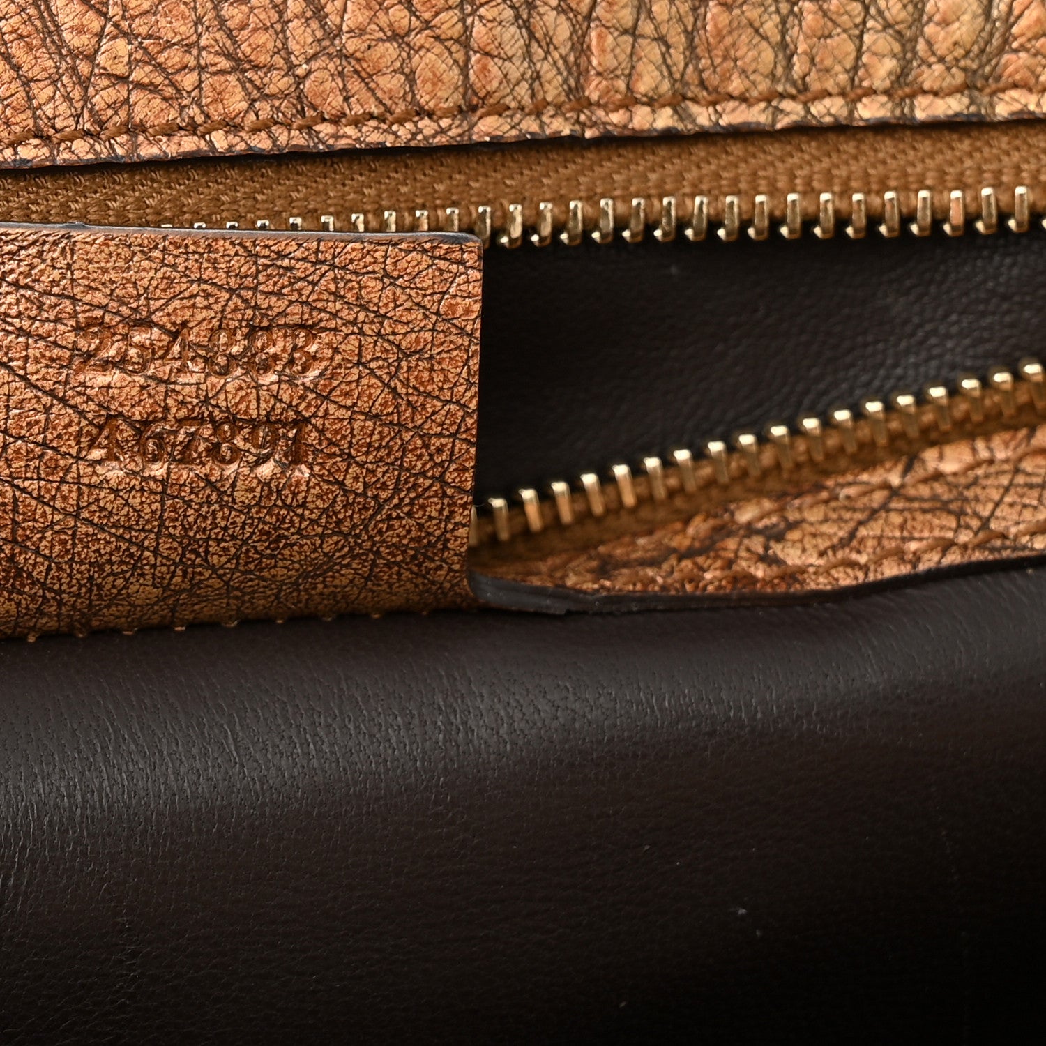 Gucci Ostrich Large New Bamboo Top Handle Bag Gold 8 of 14