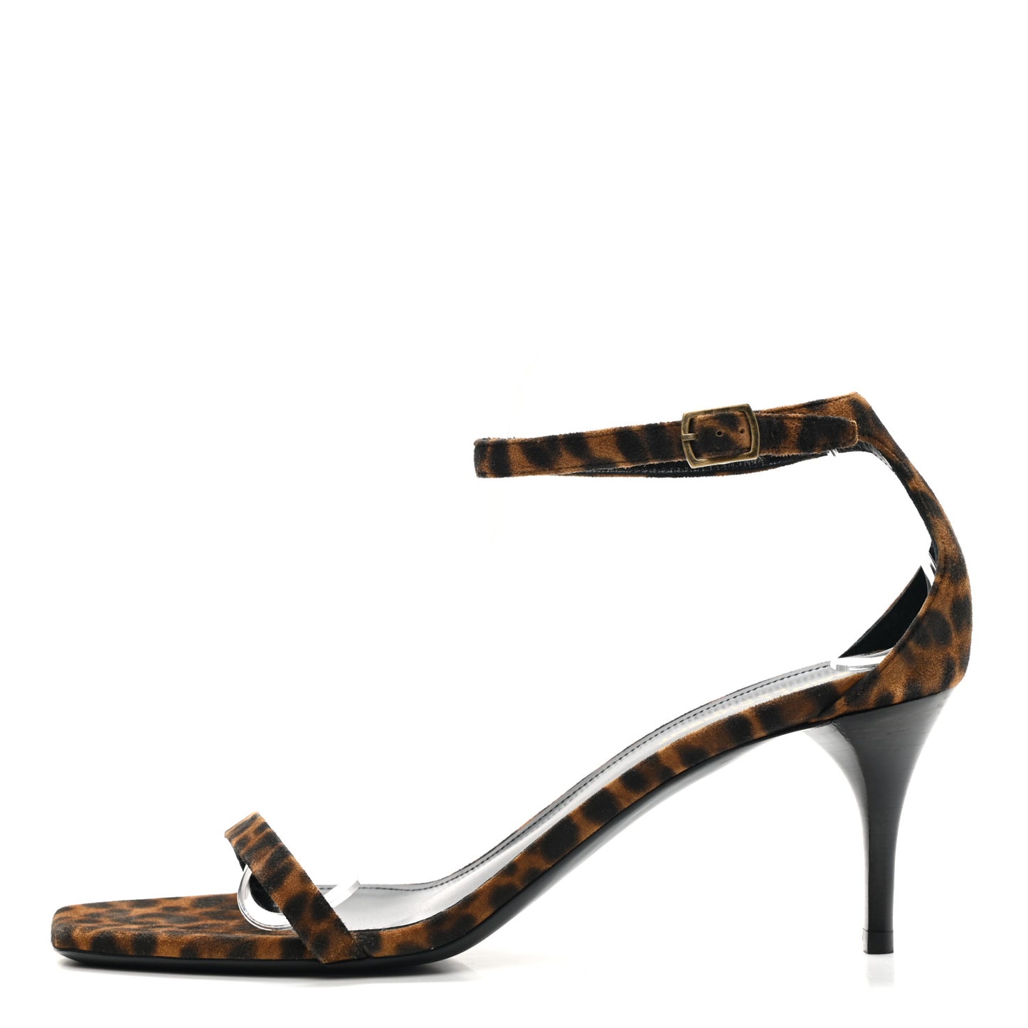 Calf Hair Leopard Print Amber Ankle Strap Sandals 40 Brown